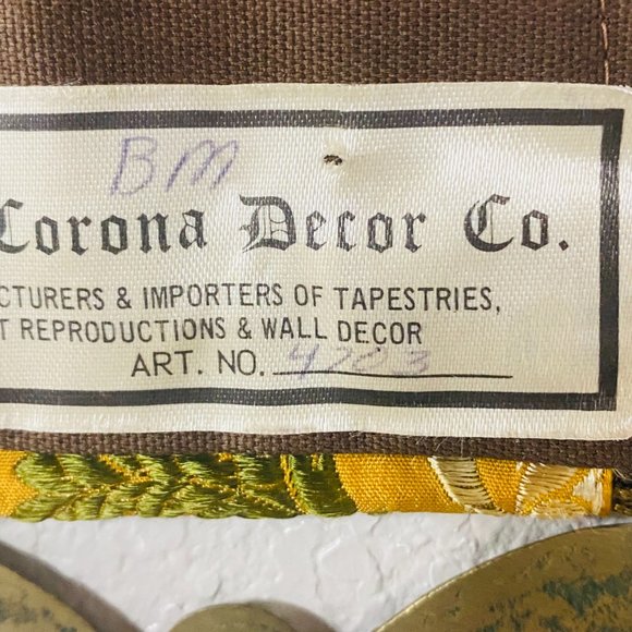 Antique Corona River Co. Art Deco Brass/Metal Hardware Hand Embroidered Tapestry - Picture 13 of 13
